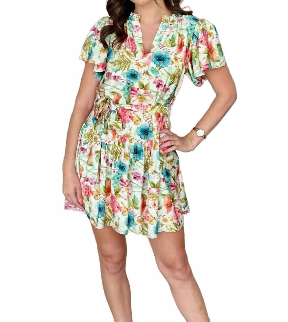 NEW JOY JOY flutter sleeve dress in wild flower